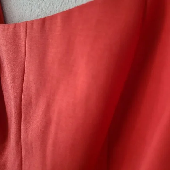 Tahari US Women's Size 10 Orange Twill Sheath Dress Sleeveless Lined Square Neck - Picture 3 of 13